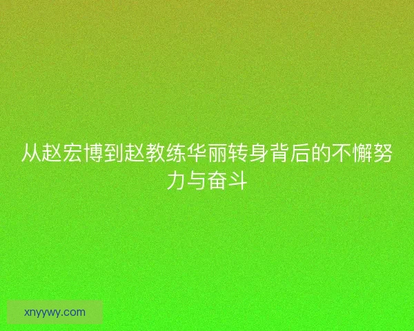 从赵宏博到赵教练华丽转身背后的不懈努力与奋斗
