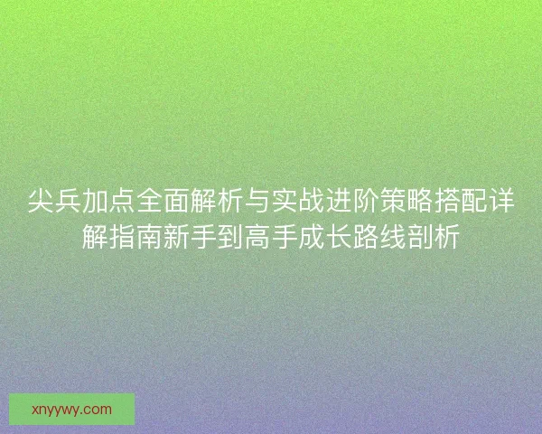 尖兵加点全面解析与实战进阶策略搭配详解指南新手到高手成长路线剖析 尖兵加点全面解析与实战进阶策略搭配详解指南新手到高手成长路线剖析